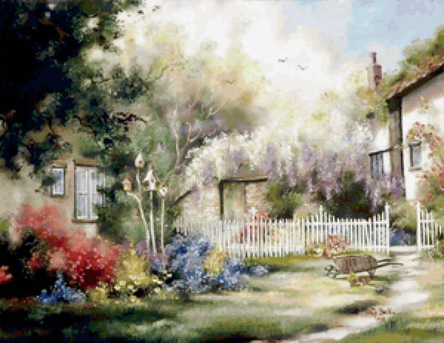 Серия "Пейзажи" - пейзаж, дорога, цветы, домик, лето - предпросмотр