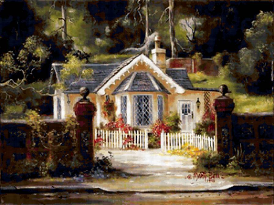 Серия "Пейзажи" - дорога, пейзаж, лето, домик, цветы - предпросмотр