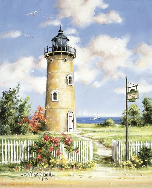 Серия "Пейзажи" - пейзаж, цветы, море, маяк, лето - оригинал