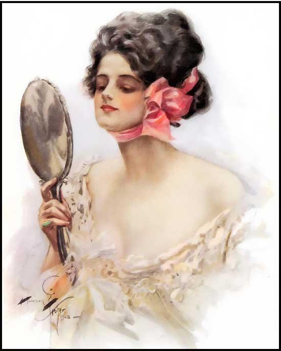 девушка с зеркалом - картина девушка зеркало нежность - оригинал