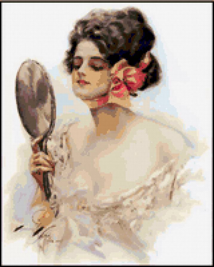 девушка с зеркалом - картина девушка зеркало нежность - предпросмотр