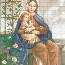 Оригинал схемы вышивки «Пречистая Богородица с маленьким Исусиком» (№258197)
