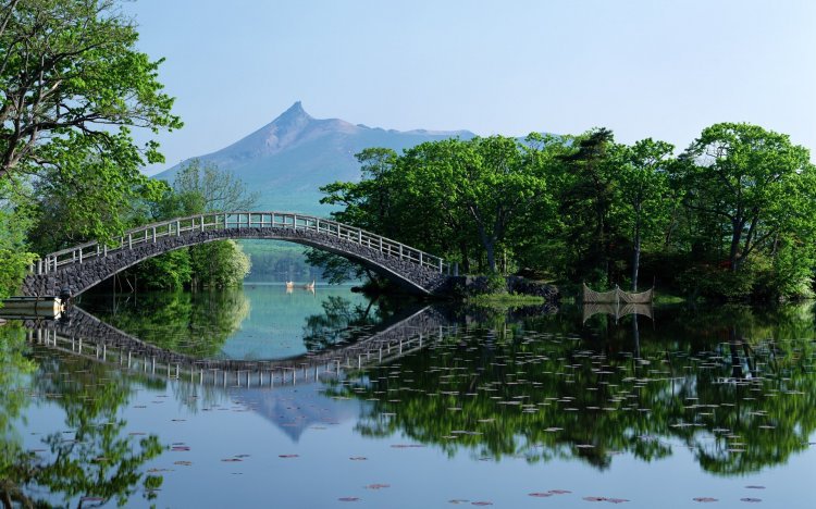 Пейзаж №2 - озеро, мост, пейзаж, горы, горный пейзаж - оригинал