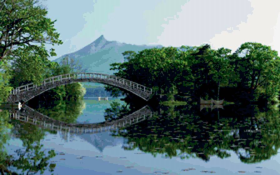 Пейзаж №2 - горы, горный пейзаж, пейзаж, озеро, мост - предпросмотр