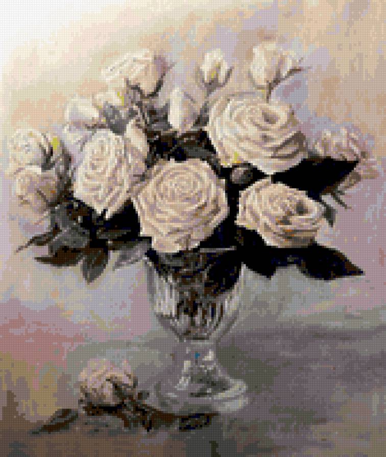 букет роз - цветы картина натюрморт ваза розы - предпросмотр