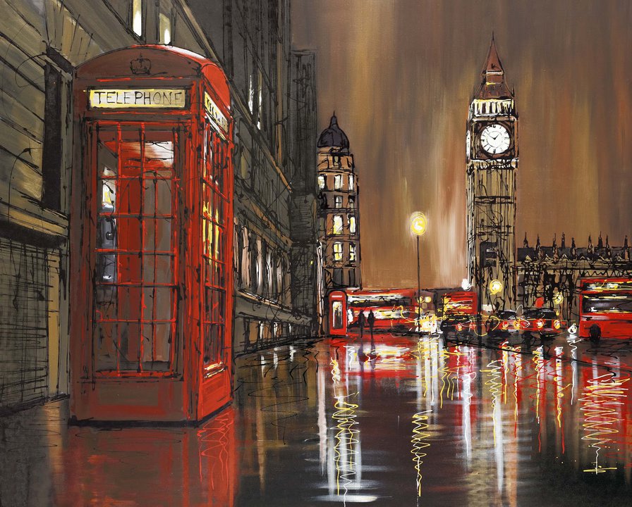 Paul Kenton- Golden Nigts - телефонная будка, англия, лондон - оригинал