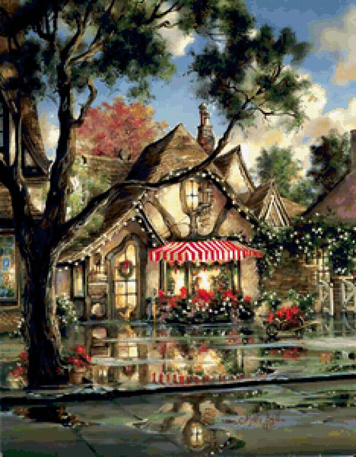 Серия "Пейзажи" - пейзаж, цветы, дорога, лето, домик - предпросмотр