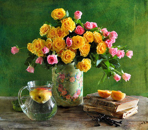 букет роз - цветы картина букет натюрморт ваза роза - оригинал