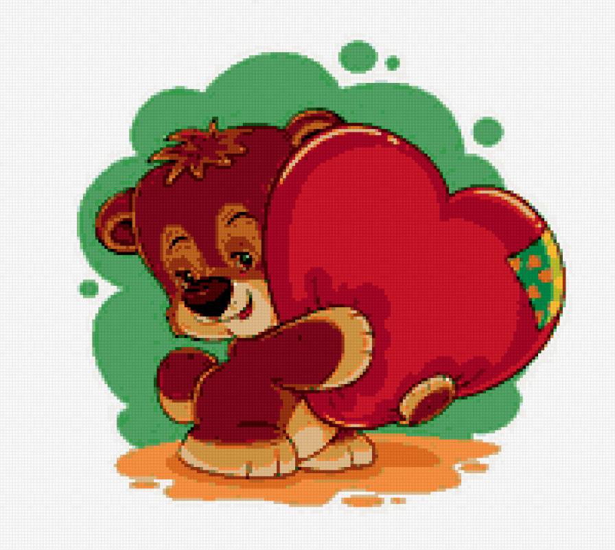 медвеженок - сердечко, мишка, любовь, валентина, мишки, влюбленных, валентинка - предпросмотр