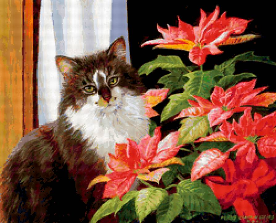 №259310 - кошка, цветы - предпросмотр