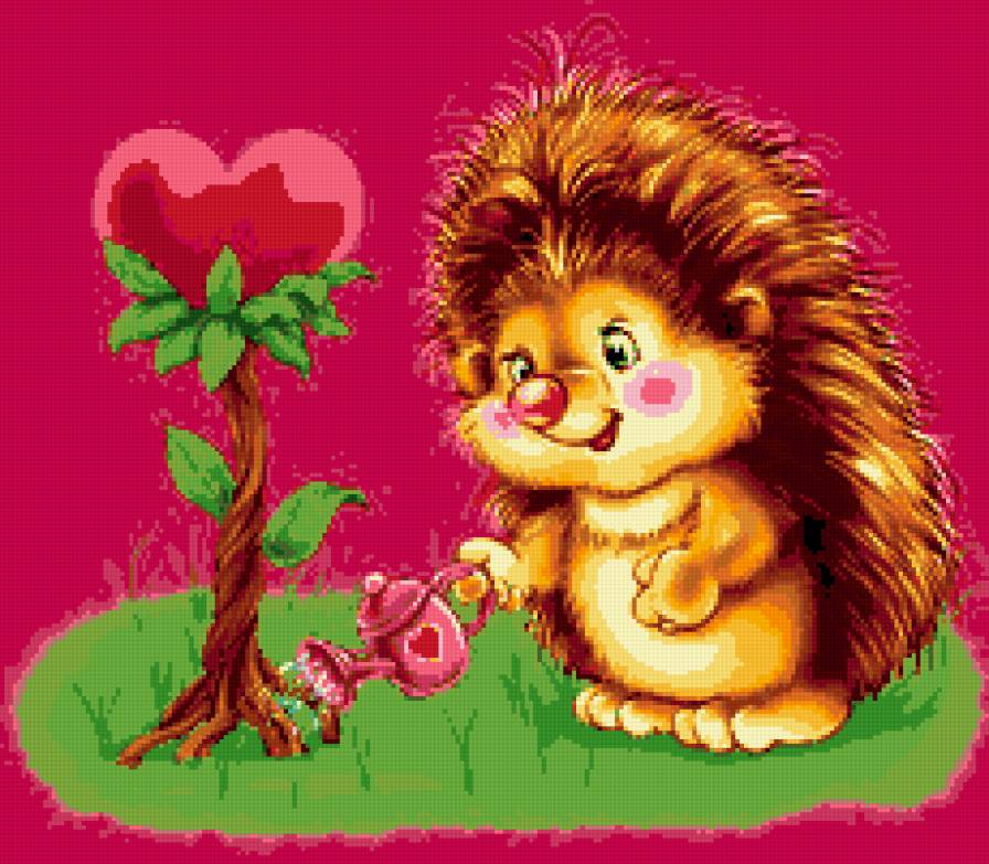 день влюбленных - ежик, любовь, влюбленных, валентинка, сердечко, дерево - предпросмотр