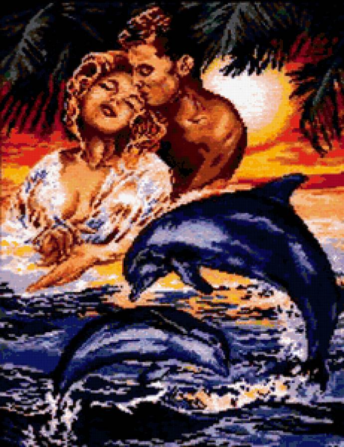 пара с дельфинами - пара, дельфины - предпросмотр