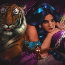 Схема вышивки «Жасмин с тигром»