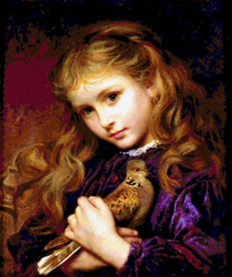 Горлица - птицы, голуби, девочки, нежность, дети - предпросмотр