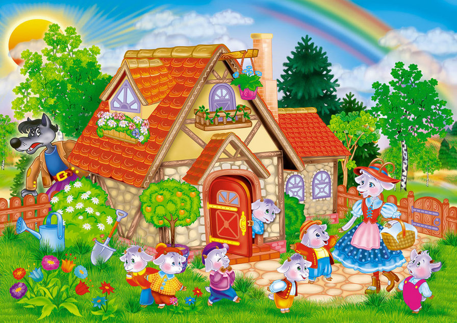 волк и семеро козлят - детям, детская, домик, козичка, сказка, коза, козочки - оригинал