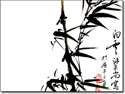 Бамбук3 - суми-е, японская живопись, монохром - оригинал
