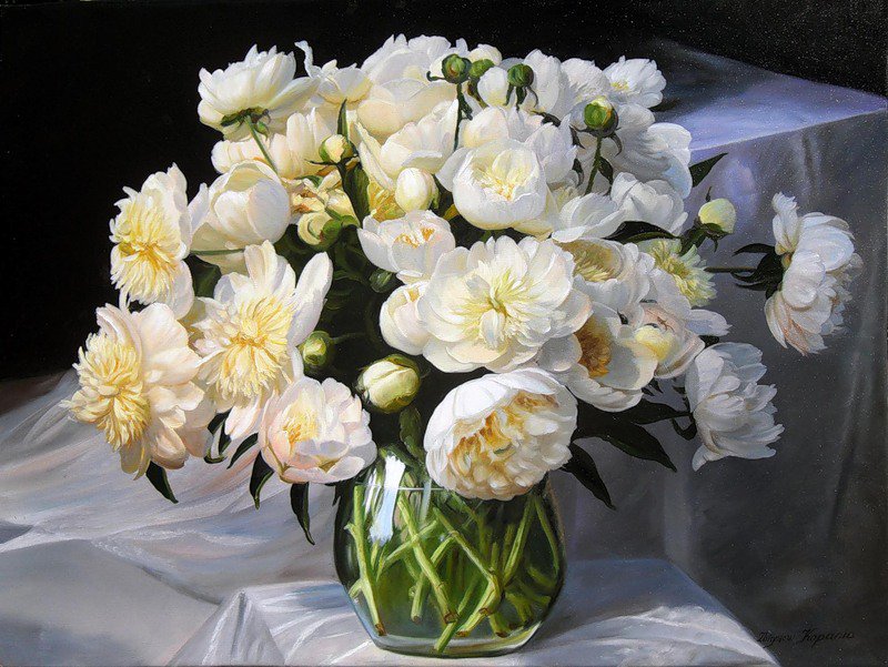 Белые пионы - букет, пион, цветы - оригинал