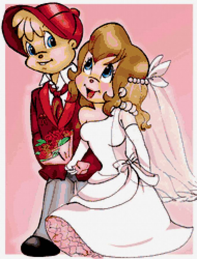 мультяшки - элвин, мультик, детская, бурундучки, свадьба, любовь, детям - предпросмотр