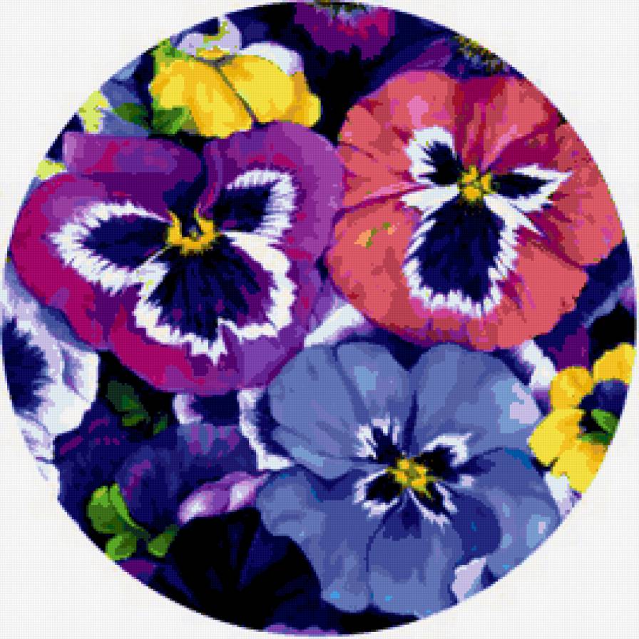 Панно "Анютины глазки" - фиалки, красота, анютки, панно, цветы, анютины глазки, виола - предпросмотр