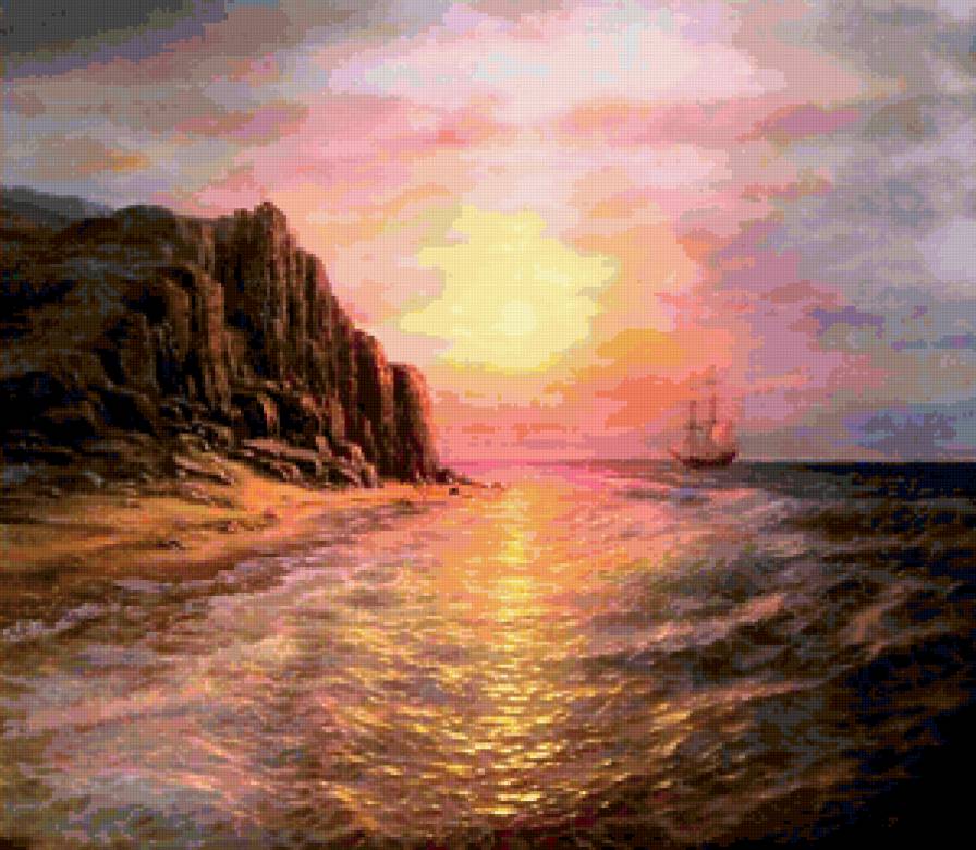 Море - пейзаж, море, корабль - предпросмотр