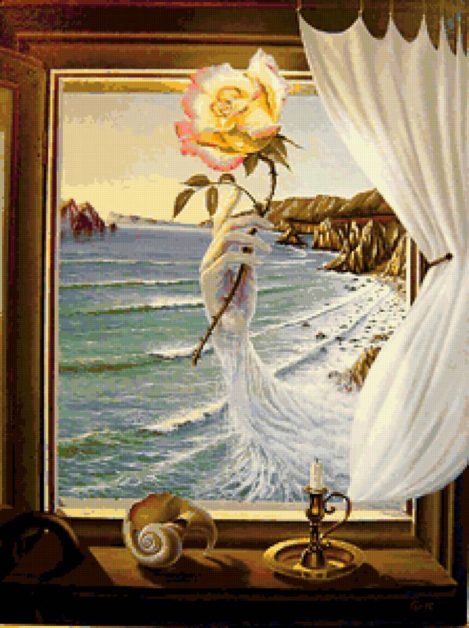Для тебя - море, подрок, рука, цветок, окно, роза, пейзаж - предпросмотр