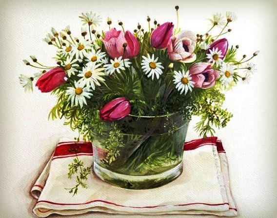 полевые цветы в вазе - оригинал
