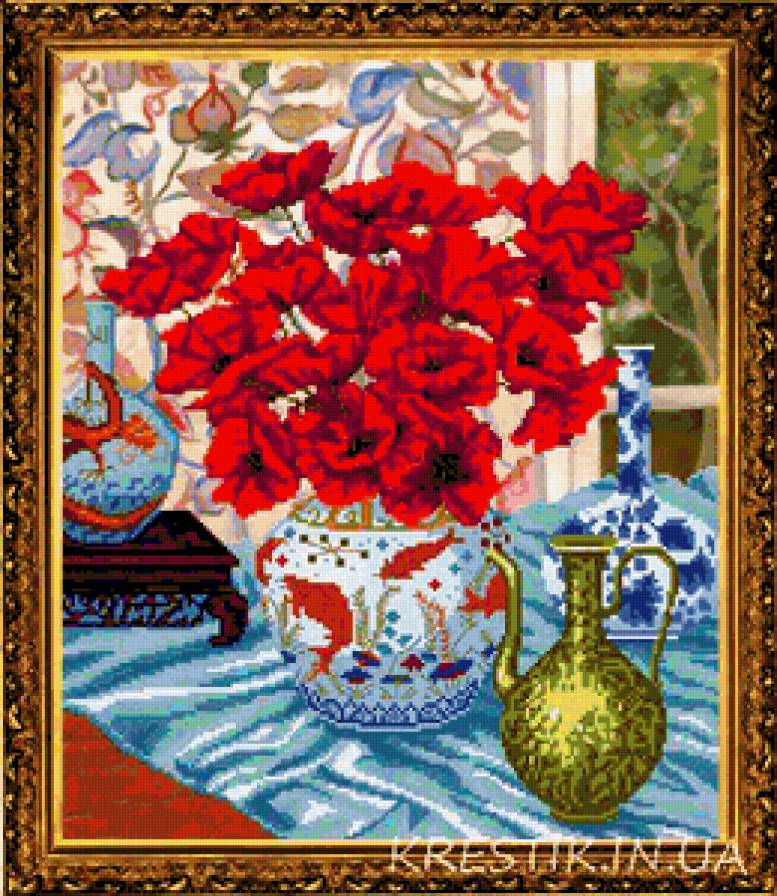 Маки - цветы, маки, окно, природа, ваза - предпросмотр