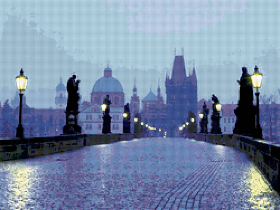 Прага - пейзаж, ночь, город - предпросмотр