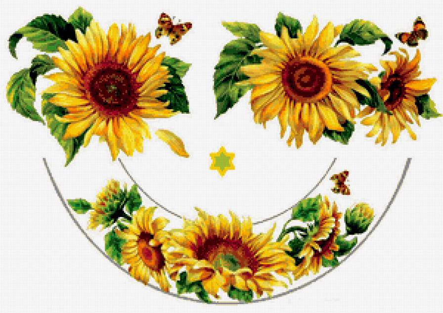 УЛЫБКА - картина, диптих, подсолнухи, улыбка подсолнух, бабочки - предпросмотр