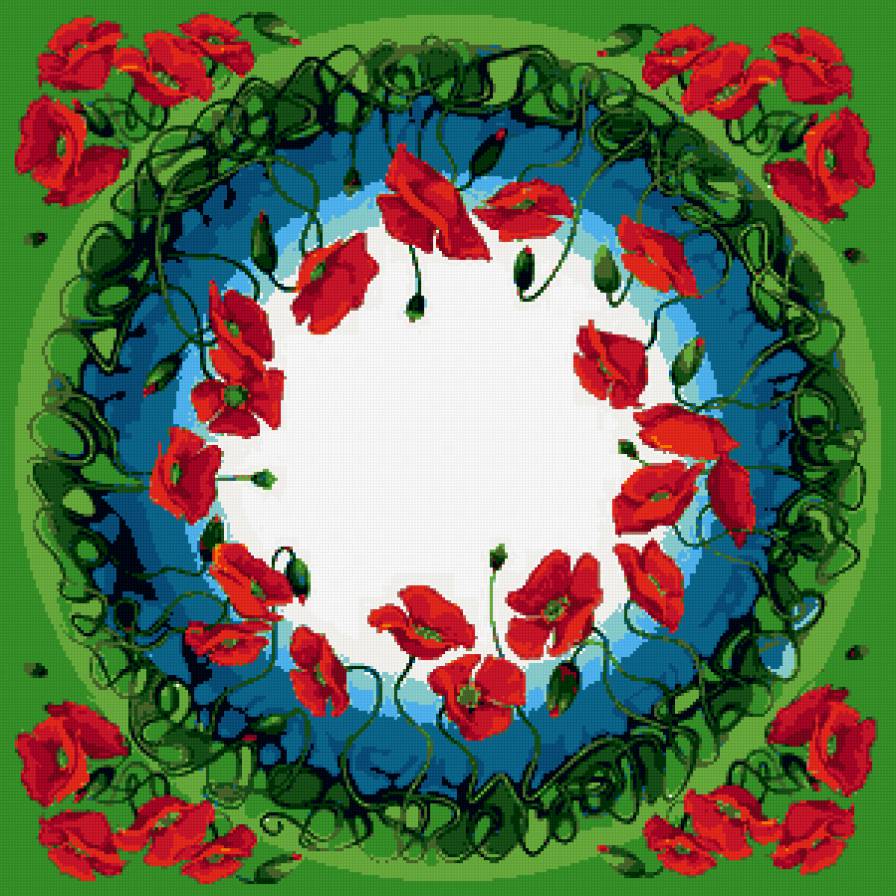 ПОДУШКА "КРАСНЫЕ МАКИ" - узоры, мак, цветы - предпросмотр