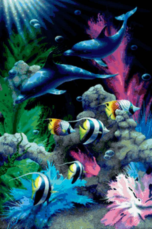 Подводное царство - море, дельфины, рыба - предпросмотр