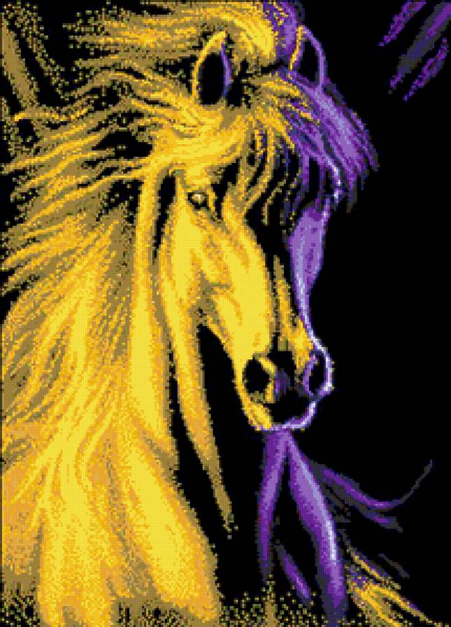 Жёлтый скакун - красиво, лошадь, скакун, картина - предпросмотр