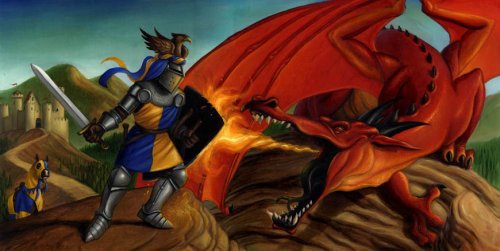 битва с драконом - рыцари - оригинал