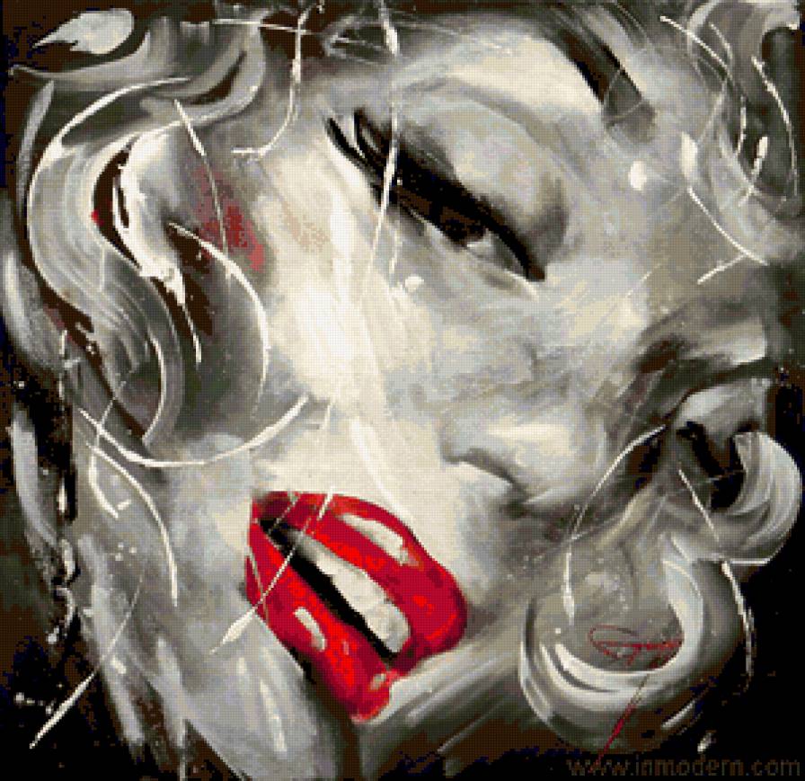 Красная помада - женщины, алые губы, женский образ - предпросмотр