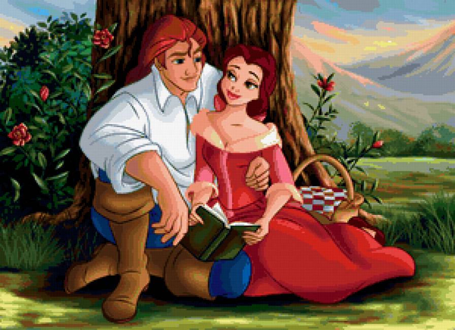 красавица и чудовище - мультяшки, семья, пикник, мультик, дисней, детям, белль, детская - предпросмотр