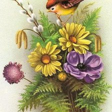 Оригинал схемы вышивки «птица в цветах» (№265661)