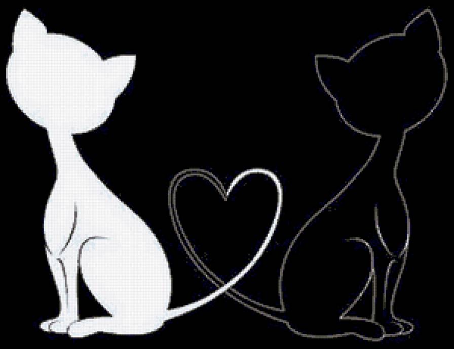 № 265709 - силуэт, кот, черно-белое - предпросмотр