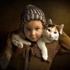 Схема вышивки «Девочка с котом.»