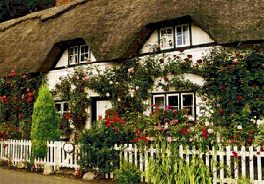 Сказочный домик - улица, дом, забор, природа, цветы - предпросмотр