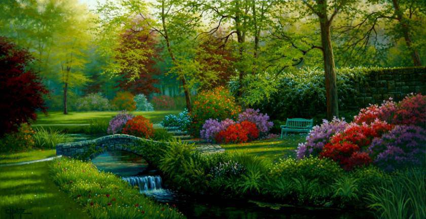 Цветущий сад - природа, цветы, пейзаж, сад - оригинал