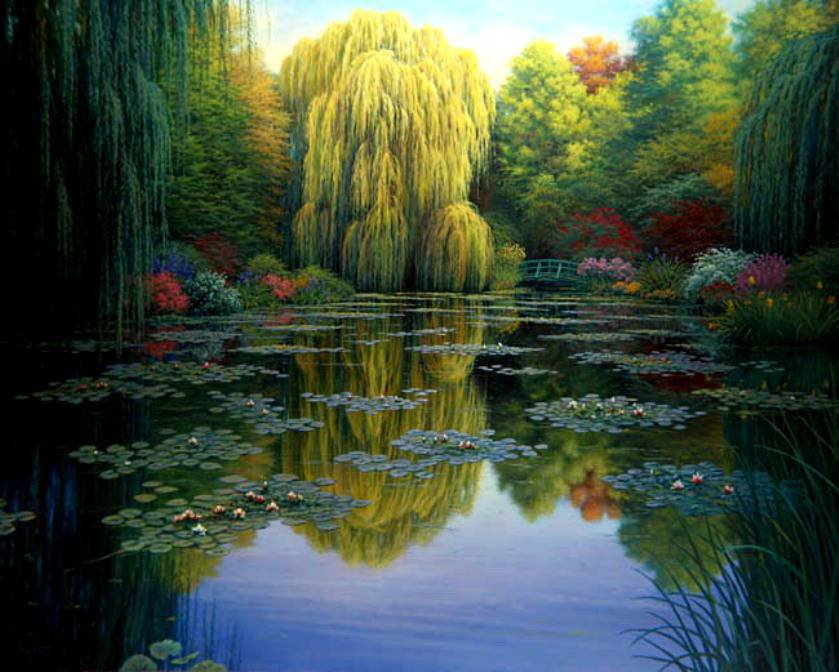 Озеро - пейзаж, природа, деревья, озера, сад - оригинал