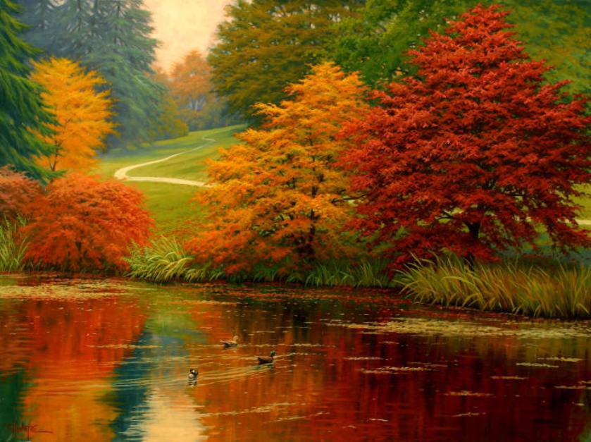 Осенний берег - озера, берег, осень, приода, озеро, пейзаж - оригинал