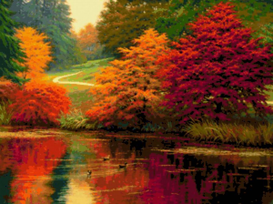 Осенний берег - озера, пейзаж, берег, приода, осень, озеро - предпросмотр
