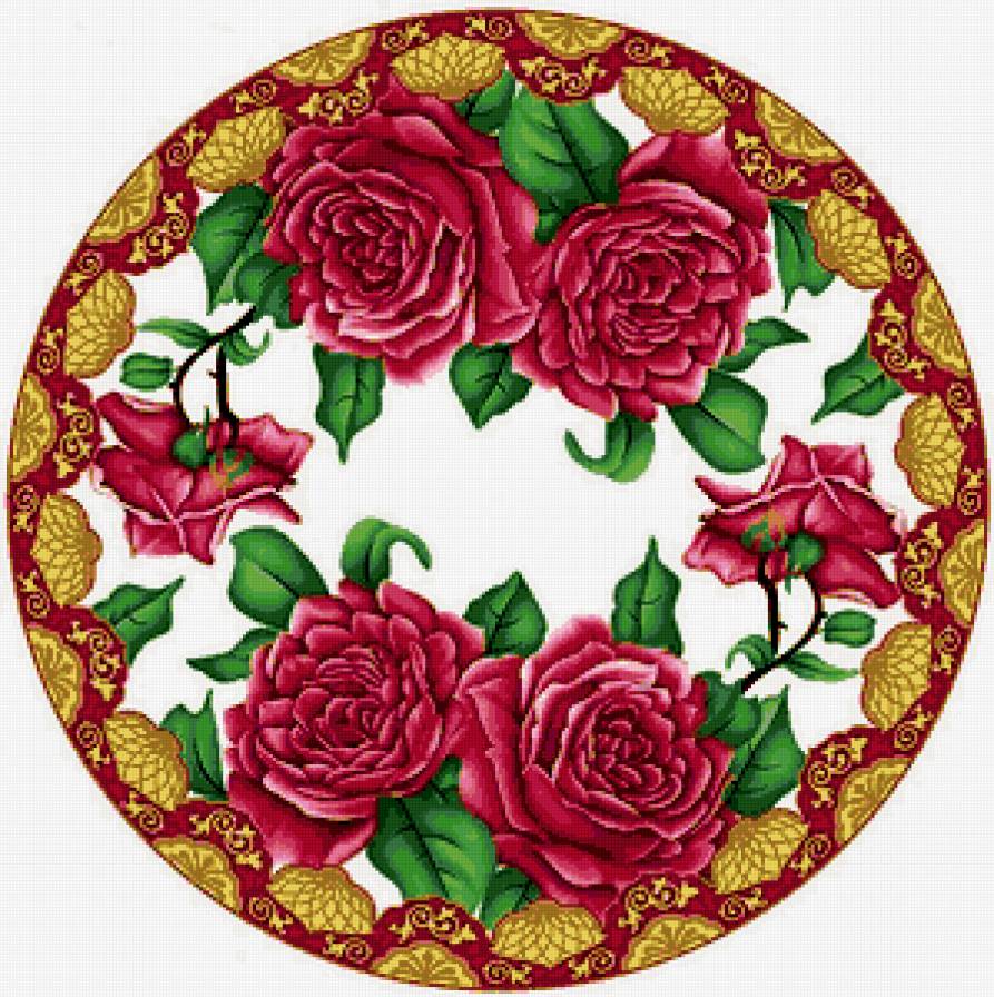 подушка"прекрасная роза" - розы, тарелка, роза, красные цветы, подушка, салфетка, скатерть, узор - предпросмотр