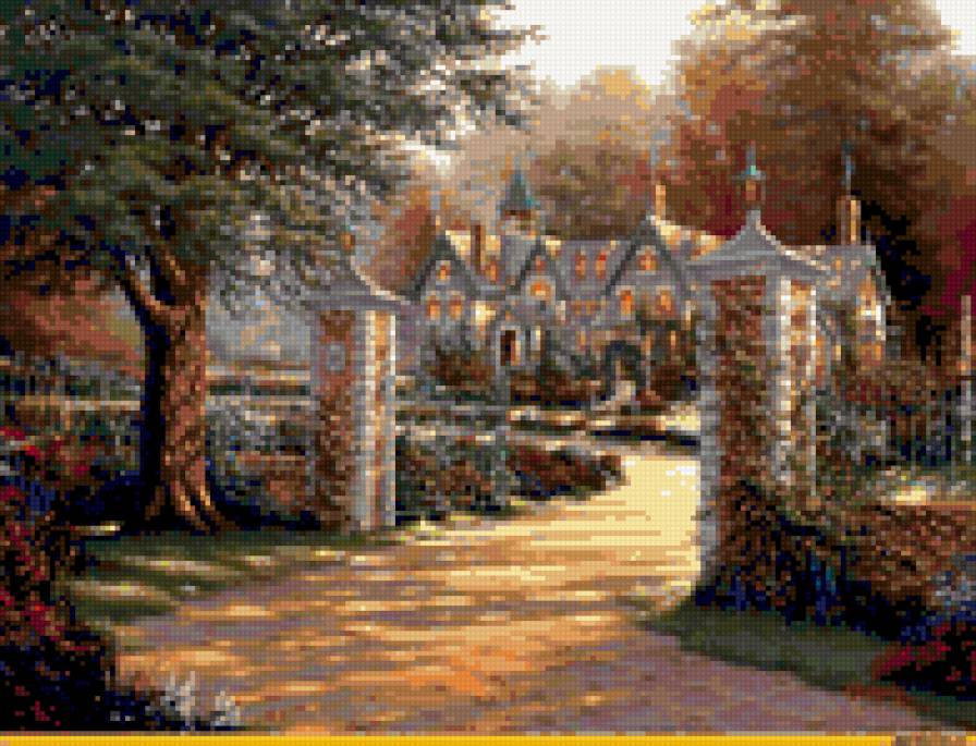 дом в саду - гобелен - предпросмотр