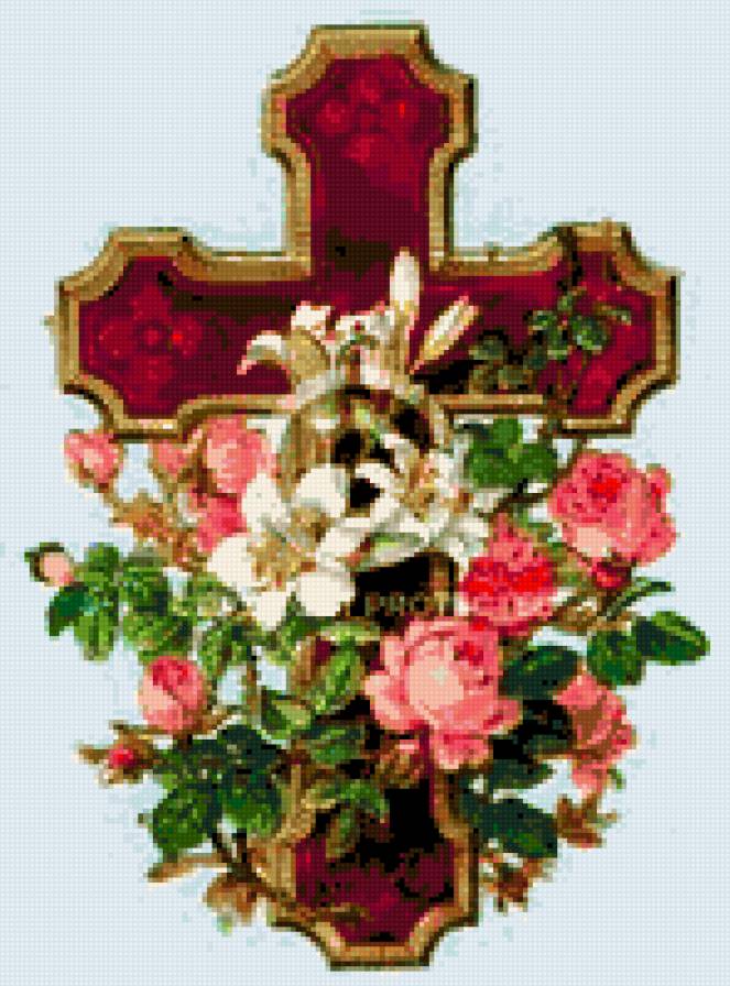 Крест в  цветах - предпросмотр