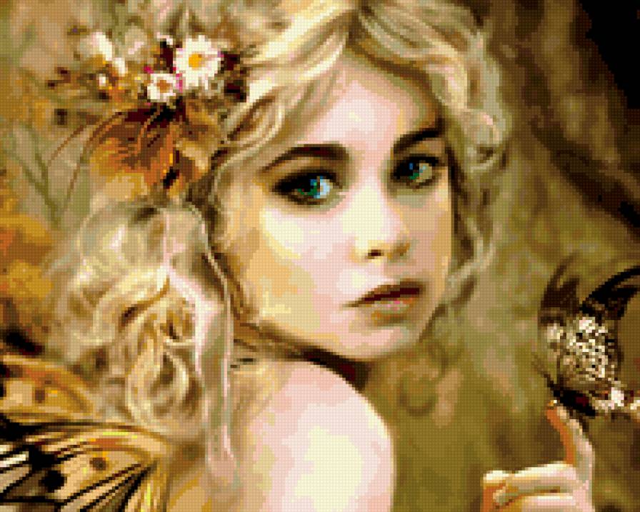 Фея осени - осень, девушка, фея, бабочка - предпросмотр