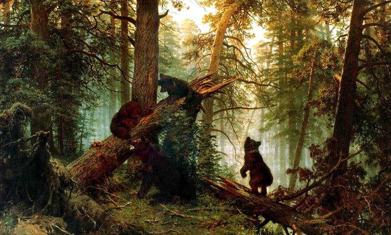 Утро в сосновом бору. Шишкин - картина, медведи, шишкин, живопись, природа, сосны, лес - оригинал