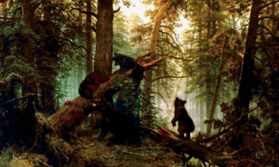 Утро в сосновом бору. Шишкин - живопись, картина, сосны, медведи, лес, шишкин, природа - предпросмотр