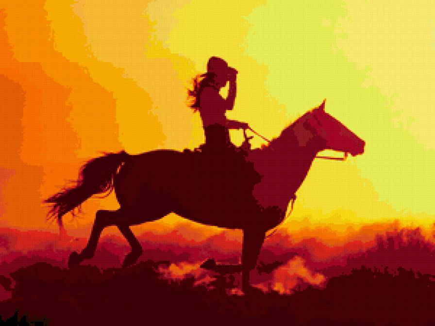 Всадница - лошадь, животные - предпросмотр